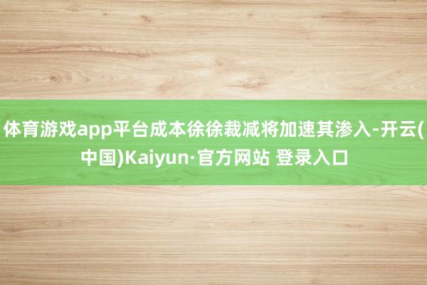 体育游戏app平台成本徐徐裁减将加速其渗入-开云(中国)Kaiyun·官方网站 登录入口