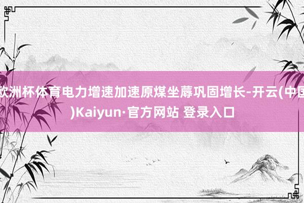 欧洲杯体育电力增速加速原煤坐蓐巩固增长-开云(中国)Kaiy