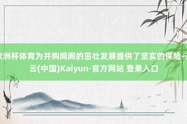 欧洲杯体育为并购阛阓的茁壮发展提供了坚实的保险-开云(中国)