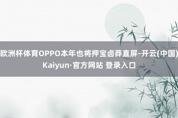 欧洲杯体育OPPO本年也将押宝卤莽直屏-开云(中国)Kaiy