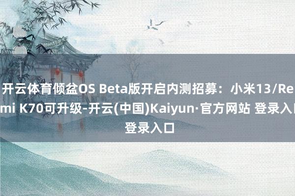 开云体育倾盆OS Beta版开启内测招募：小米13/Redm