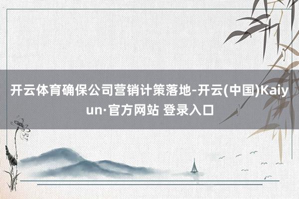 开云体育确保公司营销计策落地-开云(中国)Kaiyun·官方网站 登录入口