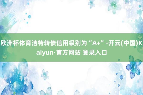 欧洲杯体育洁特转债信用级别为“A+”-开云(中国)Kaiyun·官方网站 登录入口