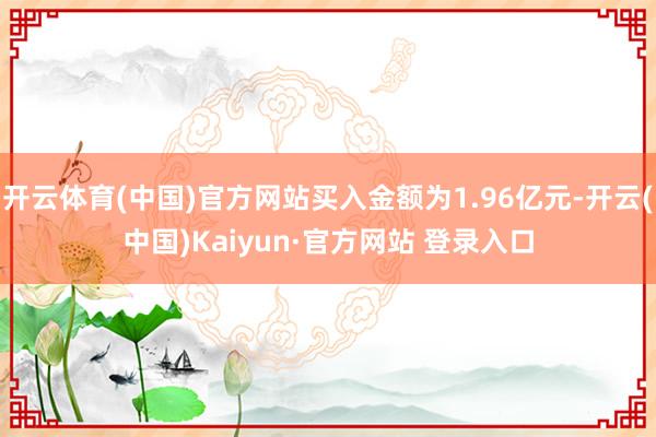 开云体育(中国)官方网站买入金额为1.96亿元-开云(中国)Kaiyun·官方网站 登录入口
