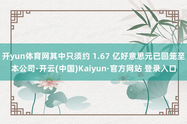 开yun体育网其中只须约 1.67 亿好意思元已回笼至本公司