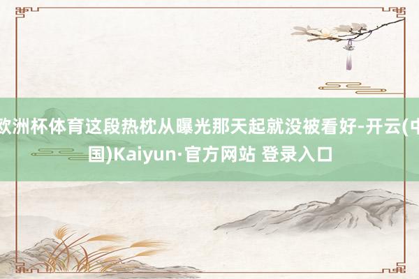 欧洲杯体育这段热枕从曝光那天起就没被看好-开云(中国)Kaiyun·官方网站 登录入口